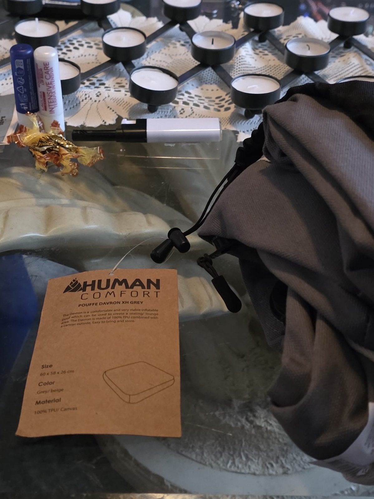 Human Comfort Davron XH Grey Opblaasbare Poef, Ophalen of Verzenden, Nieuw, Campingmeubel-accessoire