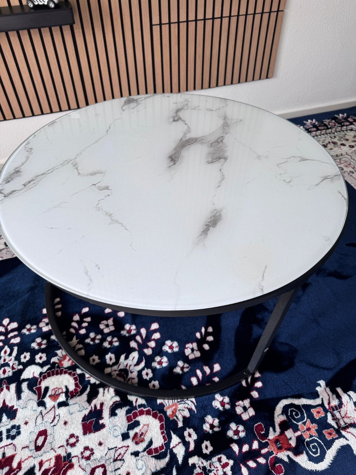 Ronde Salontafel met Marmerlook – Ø 80 cm, Hoogte 45 cm, Huis en Inrichting, Tafels | Salontafels, Ophalen of Verzenden
