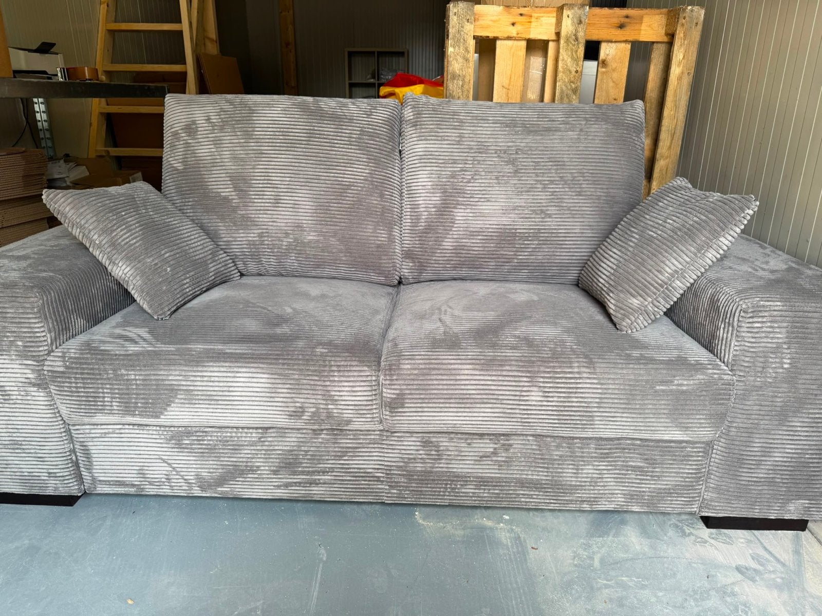 Comfortabele grijze bank - 202 cm breed, Ophalen, Gebruikt, Minder dan 75 cm, Driepersoons