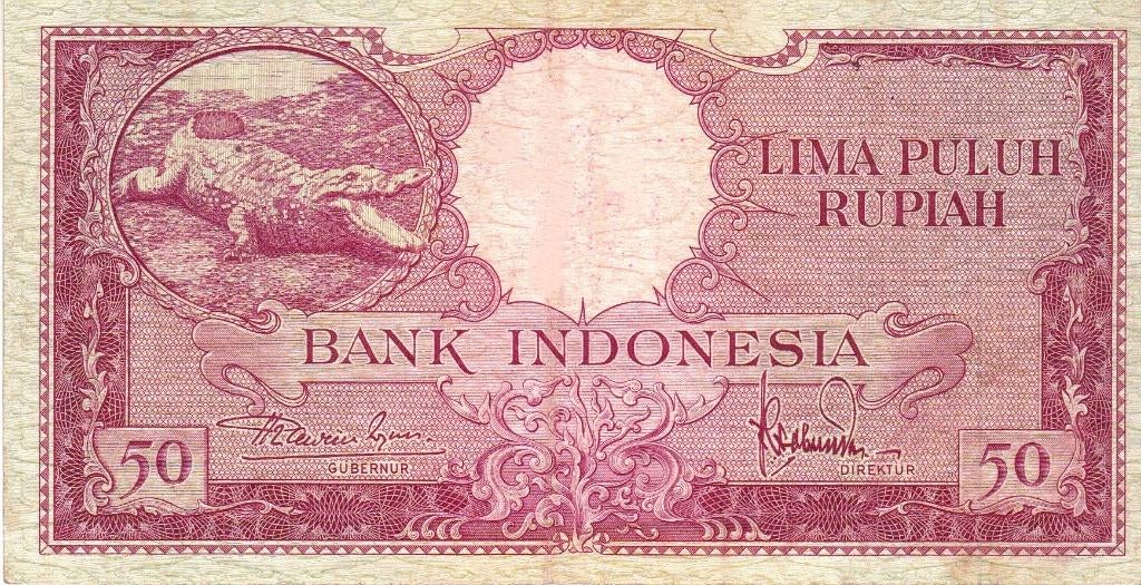 BANK INDONESIA 1957 LIMA PULUH RUPIAH, Ophalen of Verzenden, Euro's