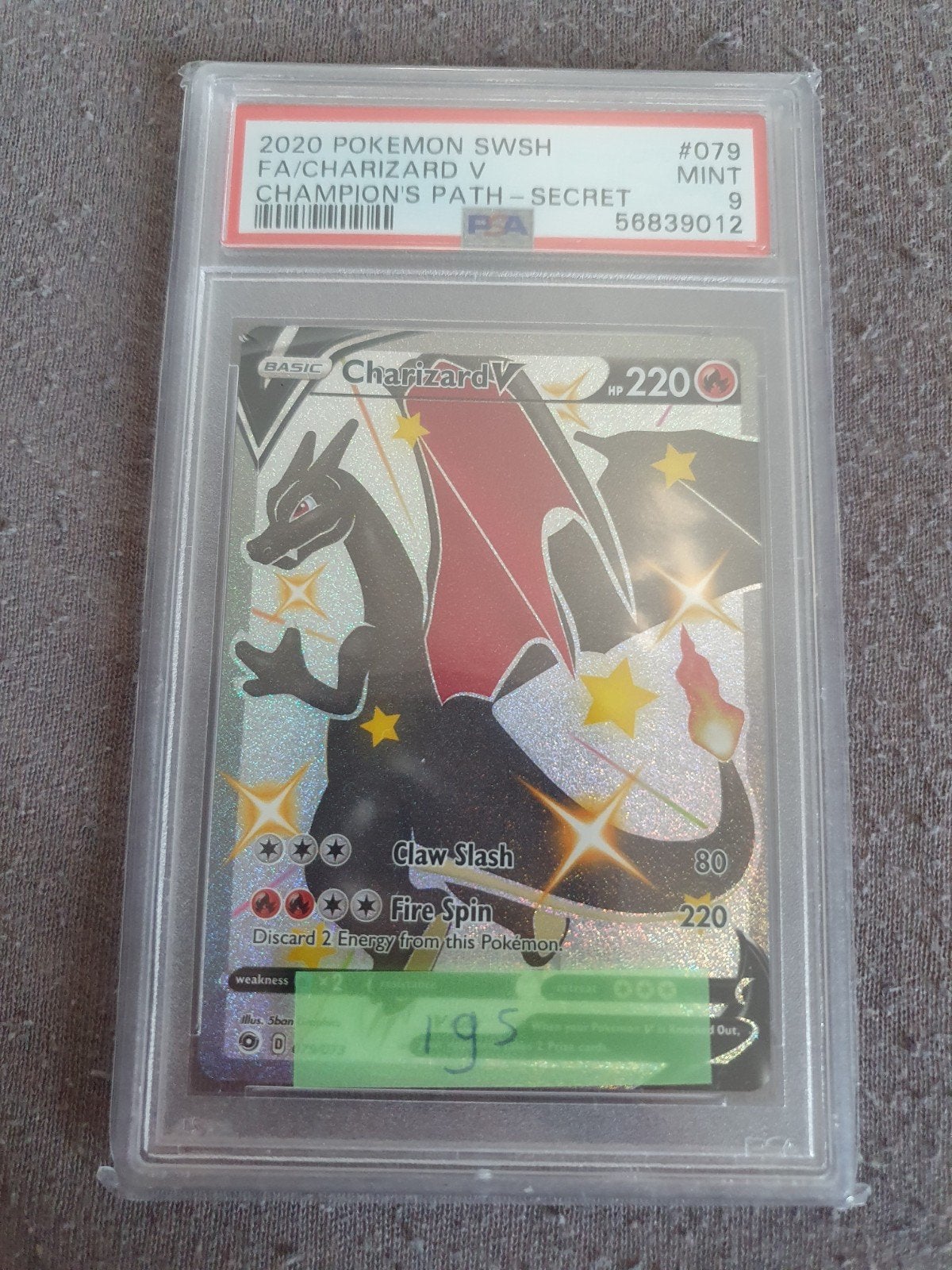 PSA 9 MINT Charizard V 079/073 Secret Rare Pokémon Kaart, Ophalen of Verzenden, Nieuw, Losse kaart, Foil