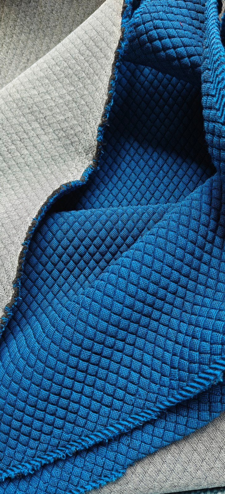 Kvadrat Febrik Mosaic Stof 0772 - Mooie Blauwe Kleur, Overige materialen, Blauw, 120 cm of meer, Ophalen of Verzenden