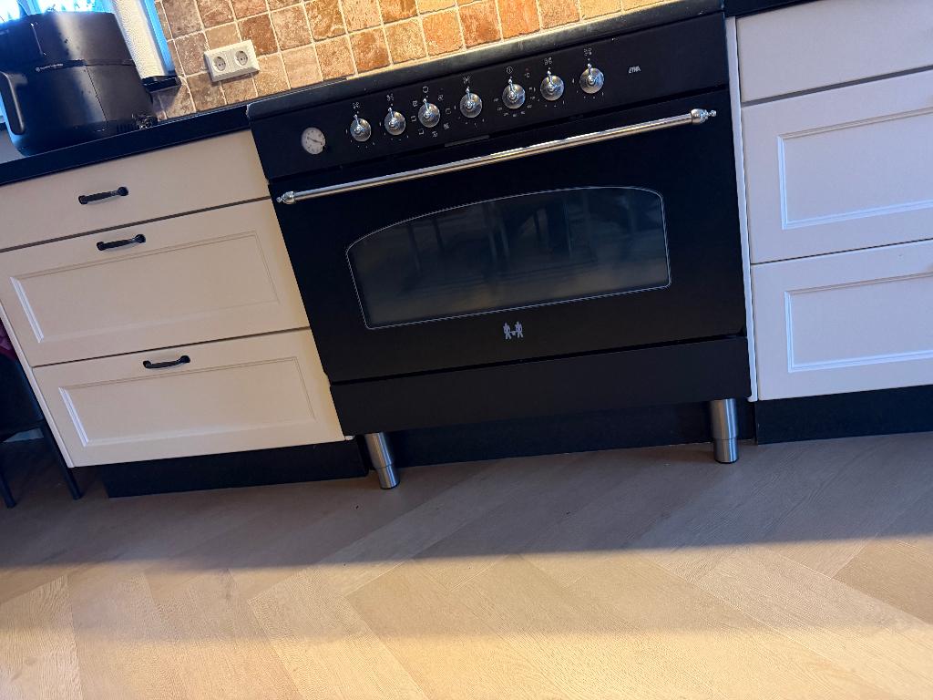 Groot gasfornuis 90cm met elektrische oven, Ophalen, Gebruikt, 60 cm of meer, Gas