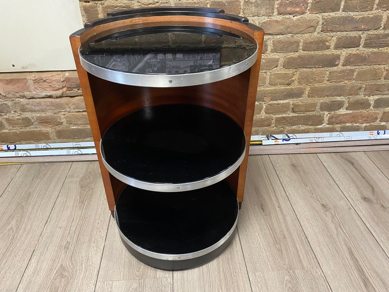 Schuitema Decoforma bijzettafel/ met zwart glazen platen !!, Huis en Inrichting, Schuitema, Minder dan 55 cm, Gebruikt, Rond