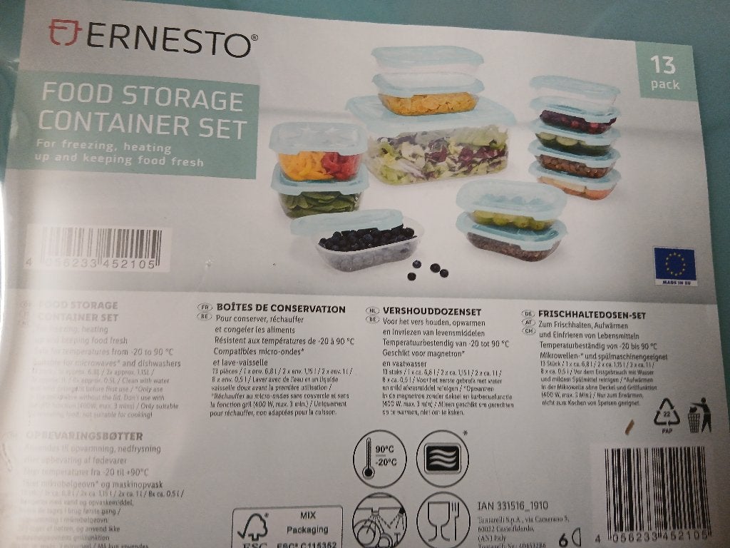 Ernesto Vershouddozenset - 13-delig       nieuw, Bewaardoos, Geschikt voor vriezer, Nieuw, Ophalen of Verzenden