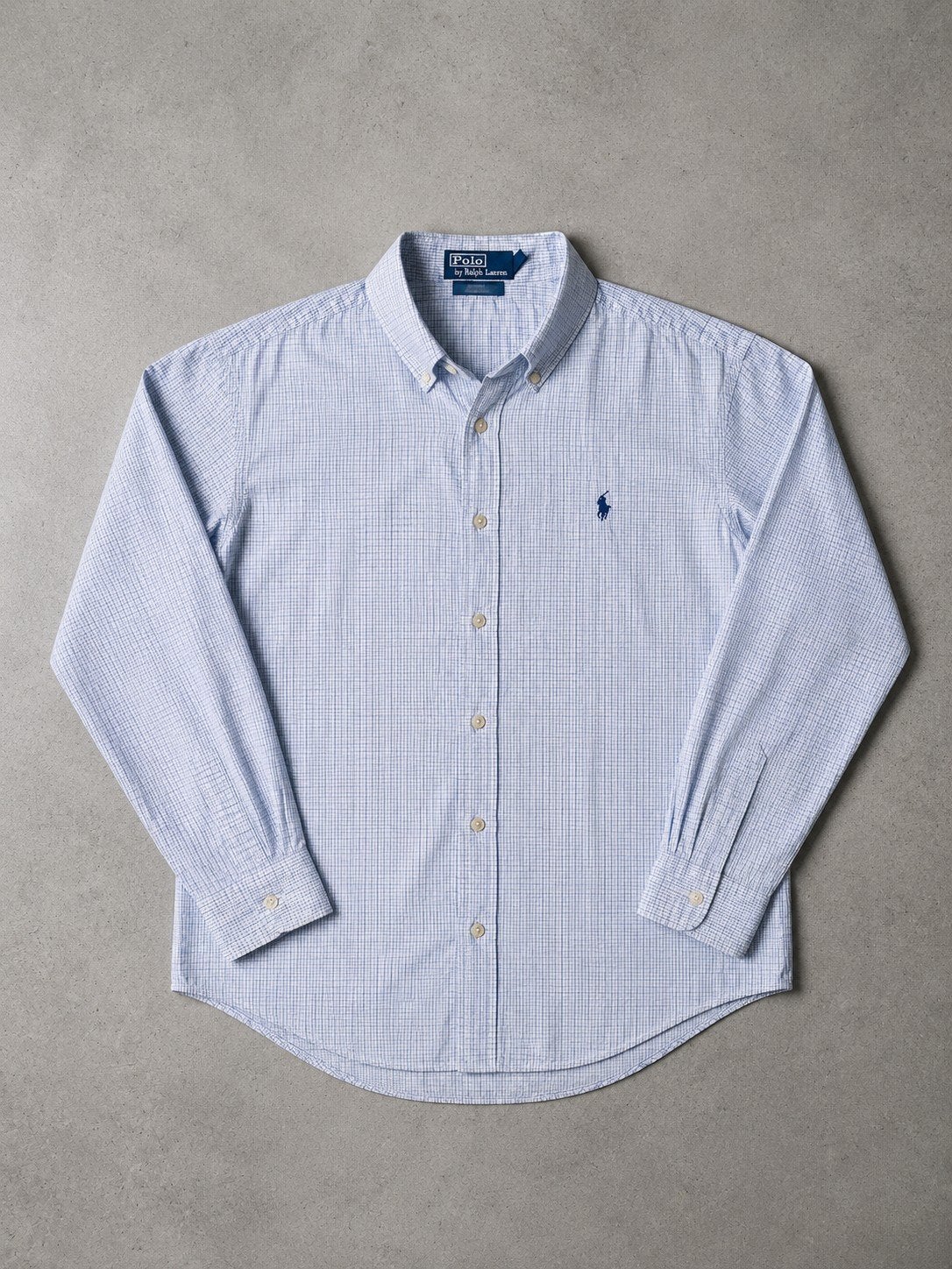 Polo Ralph Lauren overhemd - Lichtblauw geruit - Maat 38, Kleding | Heren, Overhemden, Blauw, Halswijdte 38 (S) of kleiner, Ophalen of Verzenden