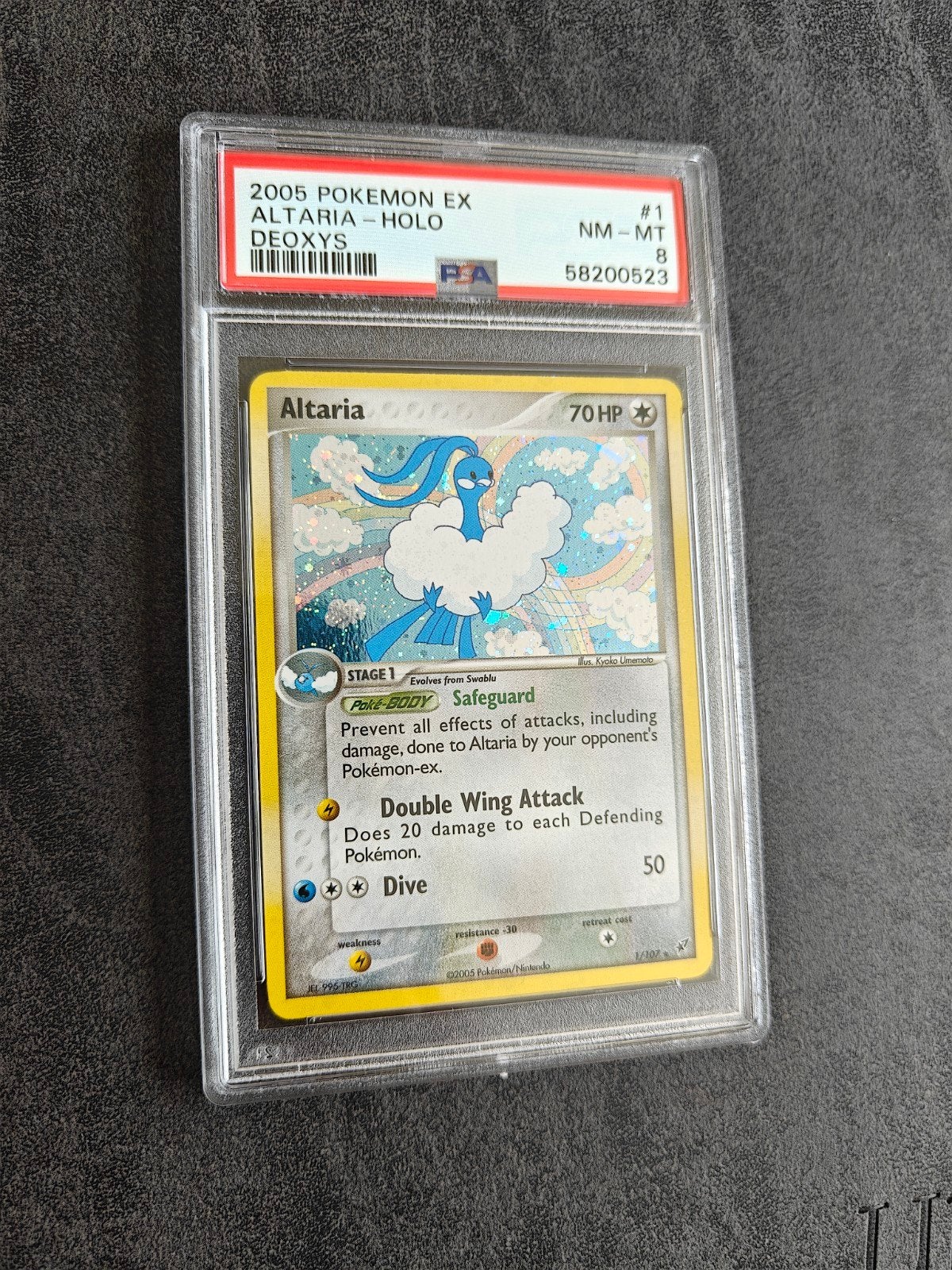 Altaria Holo EX Deoxys PSA 8, Ophalen of Verzenden, Zo goed als nieuw, Losse kaart, Foil