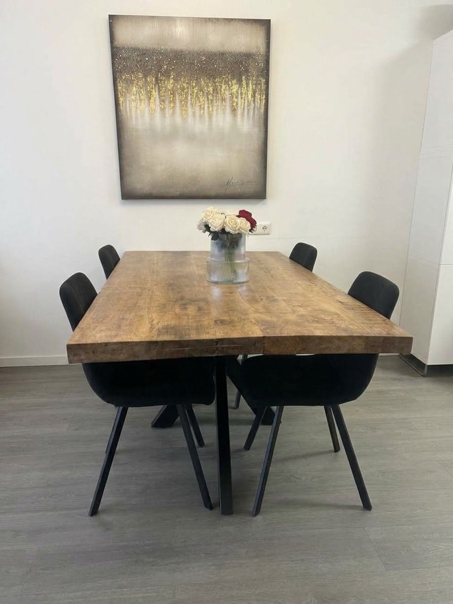 Sfeervolle mangohouten eettafel met uniek karakter 180x100cm, Ophalen, 200 cm of meer, 50 tot 100 cm, Zo goed als nieuw