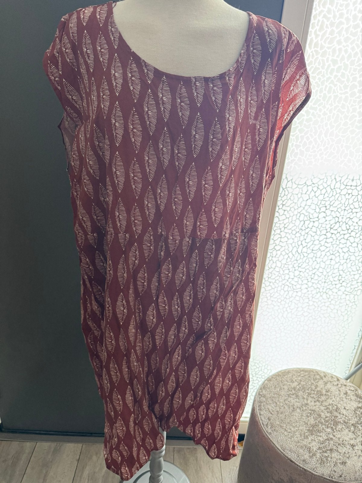 Zeeman Jurkje Maat 48 - Bruin met Bladprint, Bruin, Maat 46/48 (XL) of groter, Ophalen of Verzenden, Knielengte