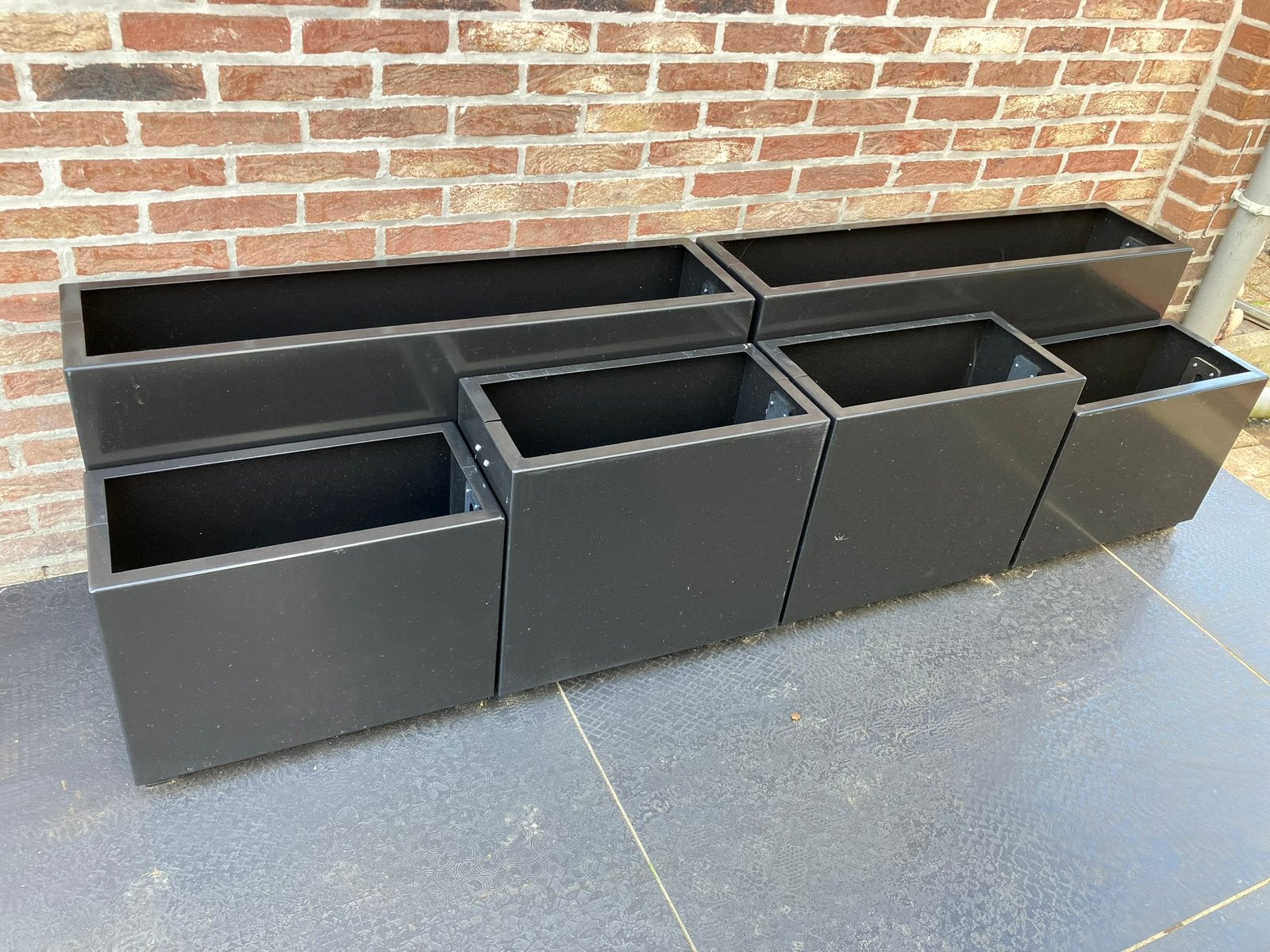 Serie van 6 stalen bloembakken, Tuin en Terras, Ophalen, Nieuw, Overige vormen, Metaal