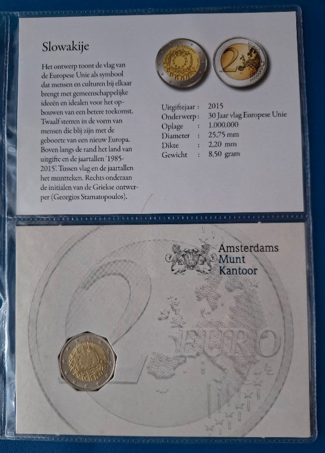 Slowakije 2 Euro 2015  "Europese Vlag"  (AMK) UNC, Verzenden, Slowakije, 2 euro