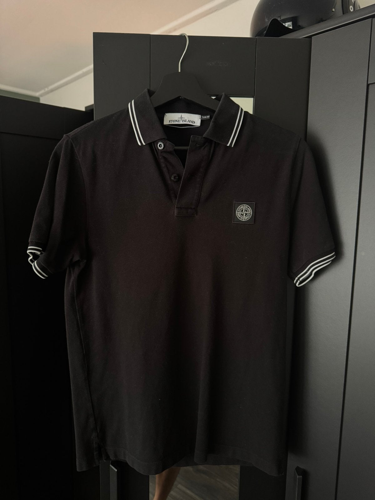 Stone Island Polo Zwart – Slim Fit maat S, Ophalen, Gedragen, Maat 46 (S) of kleiner, Zwart