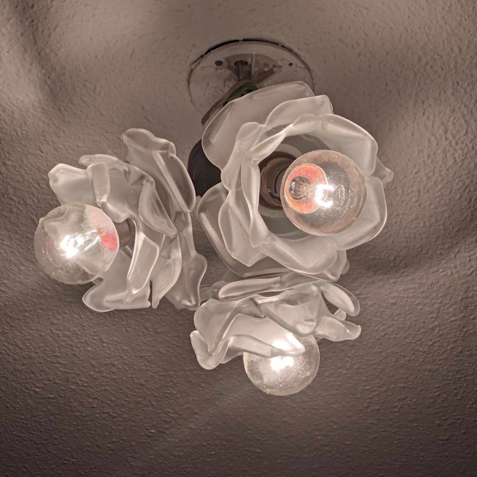 Vintage art nouveau lamp matglas rozen bloemen brocante, Ophalen