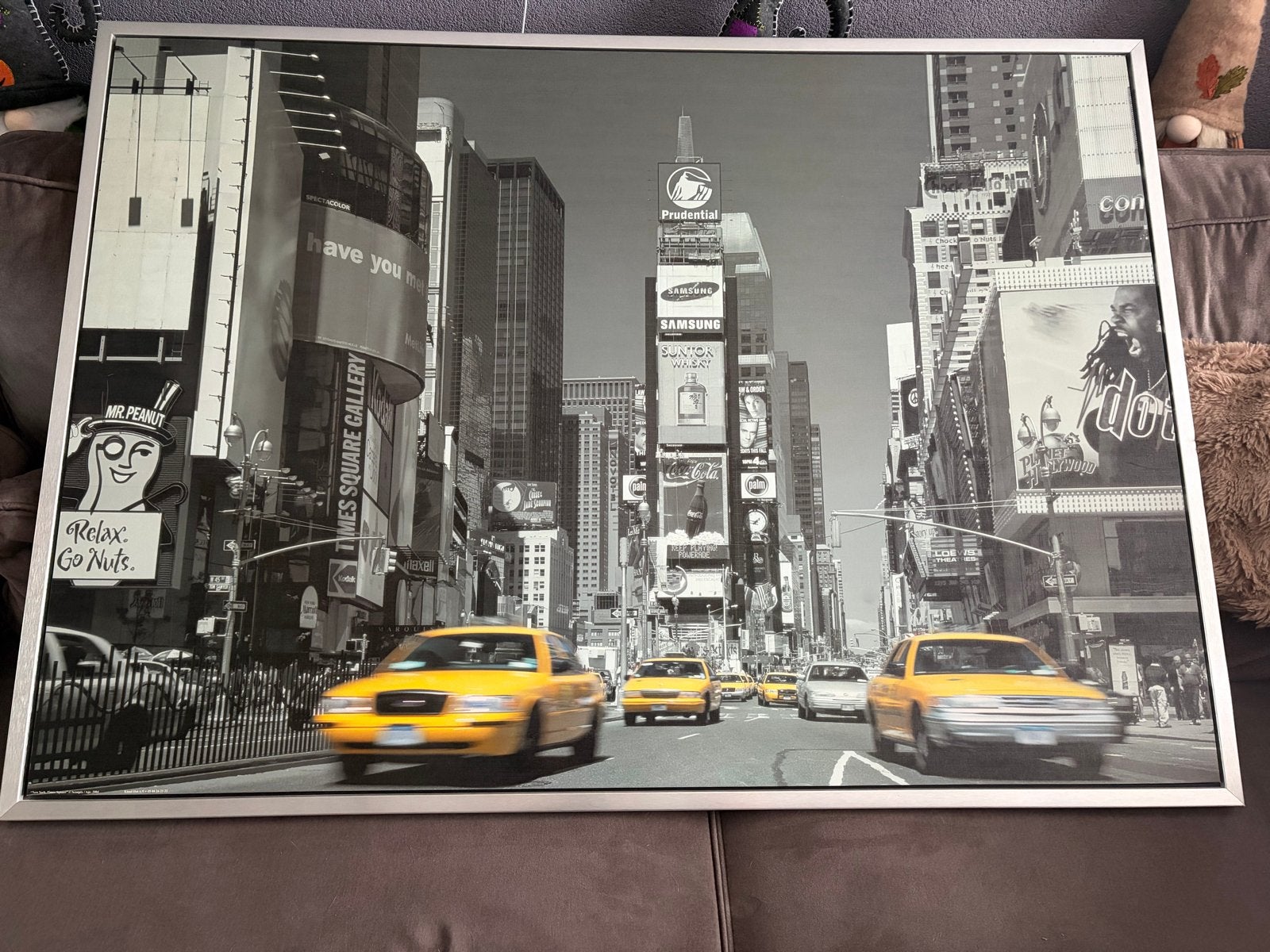 New York Times Square Schilderij met Gele Taxi's, Ophalen, 50 – 75, Gebruikt, Schilderij
