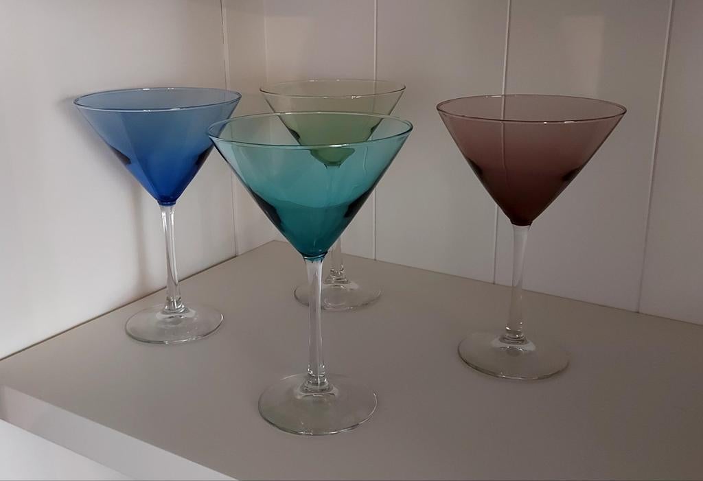 4 prachtige vintage cocktailglazen - Martiniglazen, Antiek en Kunst, Ophalen