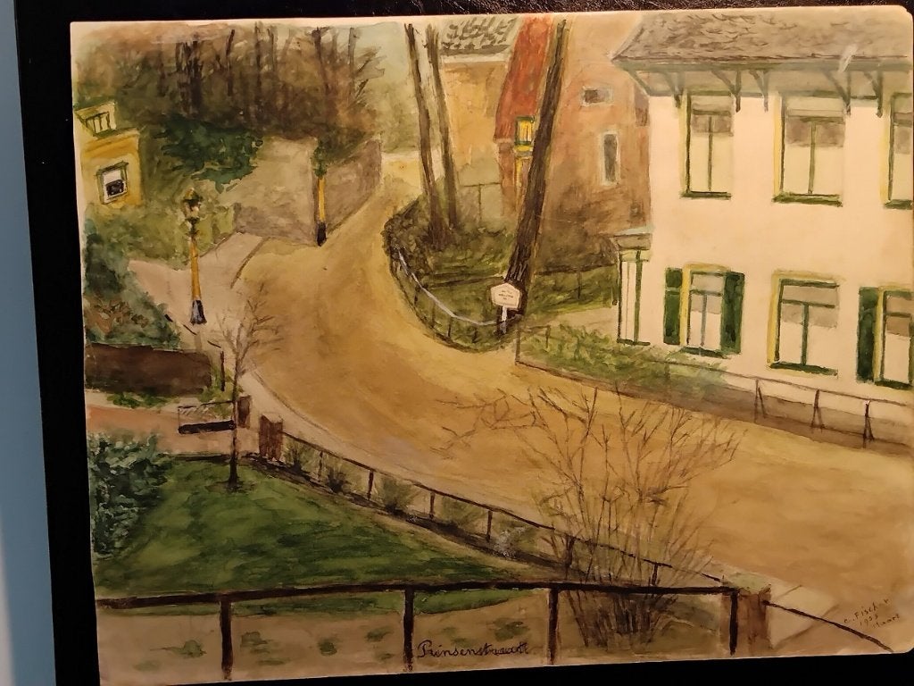 Bussum Prinsenstraat aquarel 1953 C. Fischer, Antiek en Kunst, Verzenden