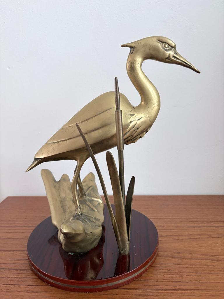Hollywood Regency Messing Reiger Beeld 1950, Ophalen of Verzenden, 20 - 50 cm, Op sokkel, Beeld