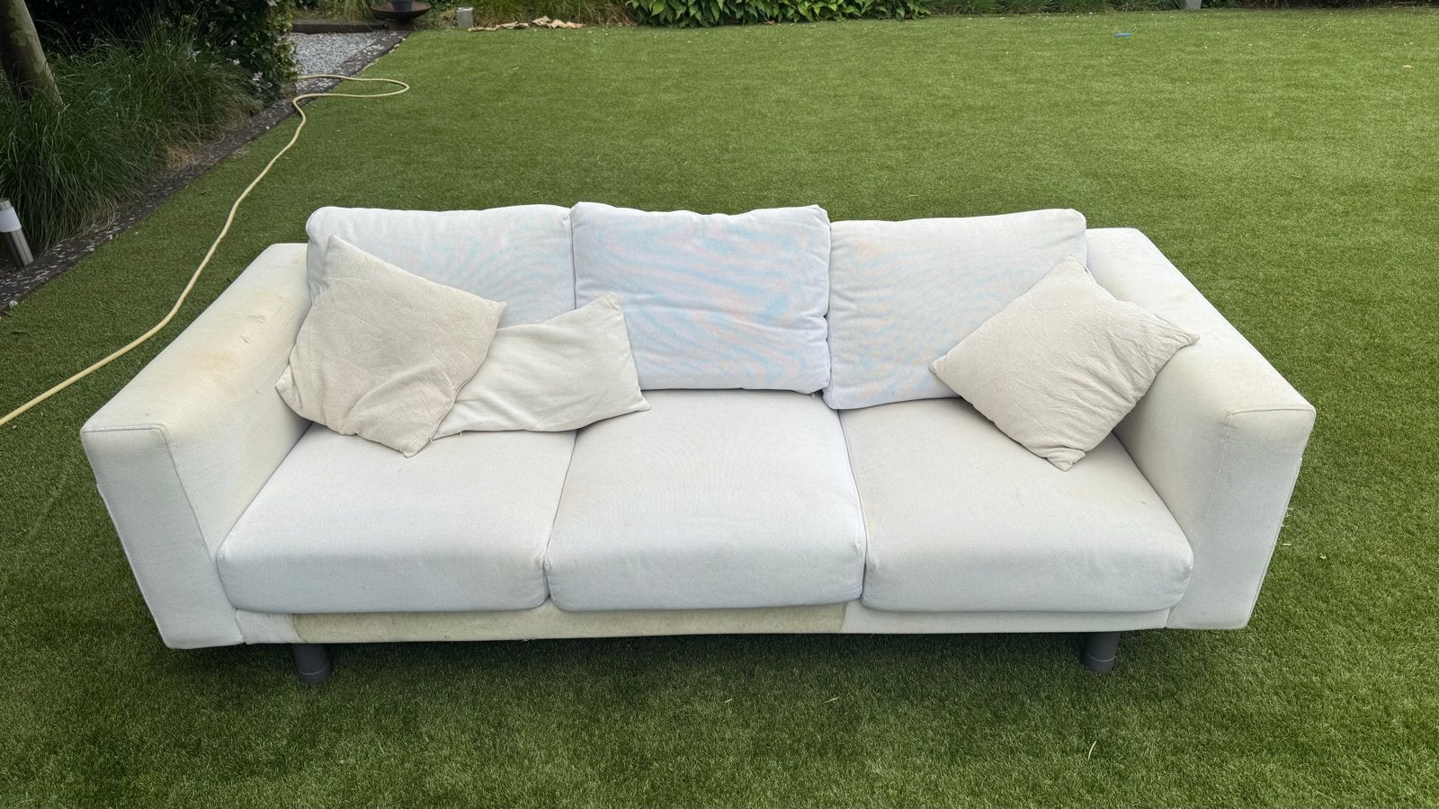 Comfortabele 3-zitsbank - Lichte kleur, Ophalen, Gebruikt, Driepersoons, 75 tot 100 cm