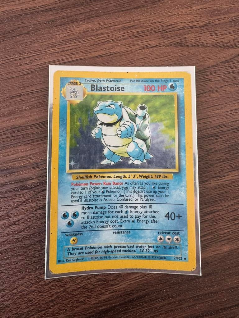 Pokemon Blastoise Holo 2/102 Base Set 1999 WOTC Vintage, Hobby en Vrije tijd, Verzamelkaartspellen | Pokémon, Ophalen of Verzenden