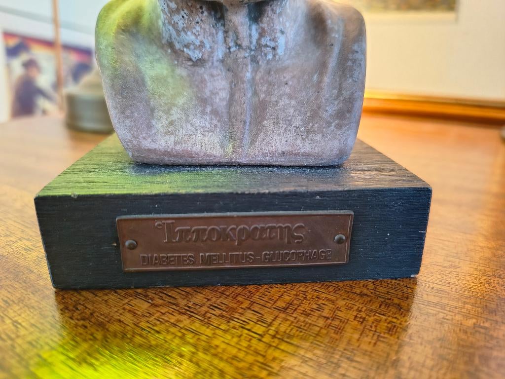 Borstbeeld Hippocrates – Vader van de Geneeskunde – Vintage, Minder dan 20 cm, Buste, Ophalen of Verzenden, Steen of Keramiek