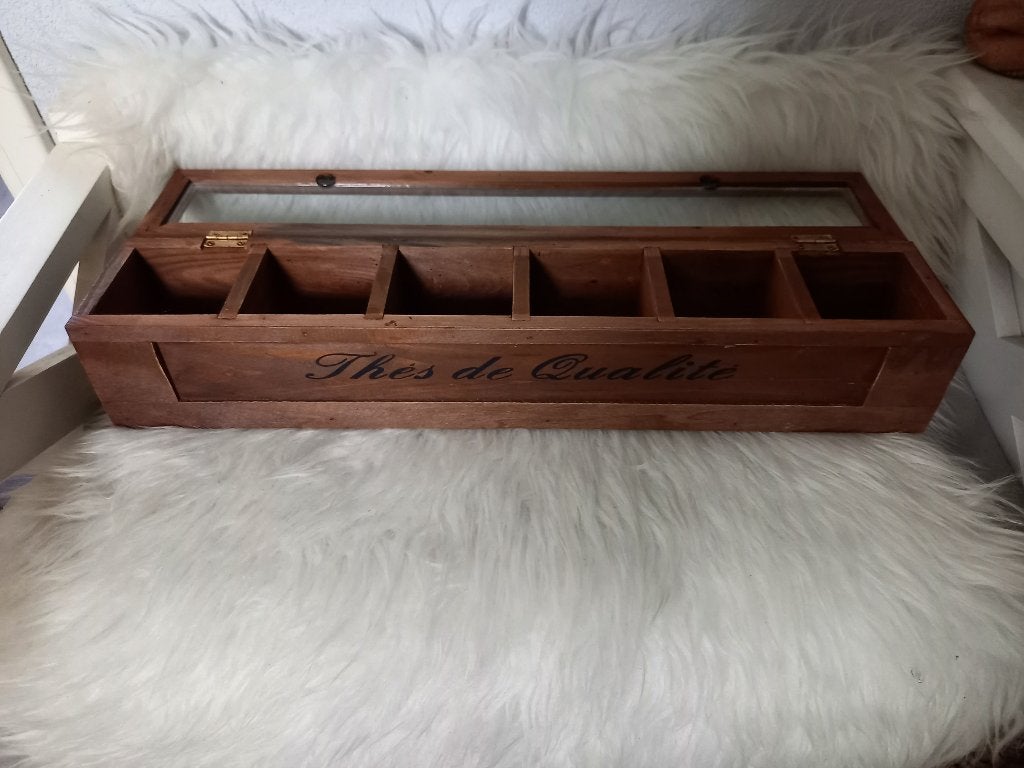 Houten Theedoos Vintage Look, Gebruikt, -, Hout, -