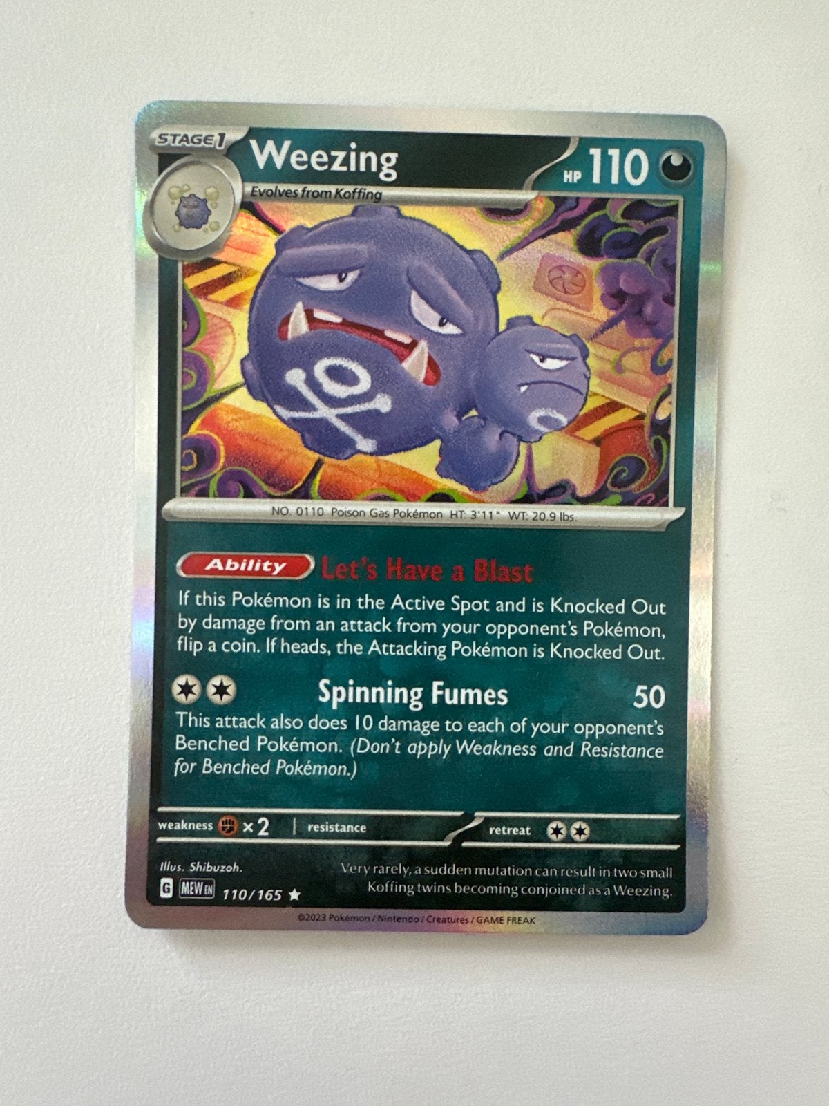 Pokémon Kaart Weezing 110/165 (Foil), Ophalen of Verzenden, Zo goed als nieuw, Losse kaart, Foil