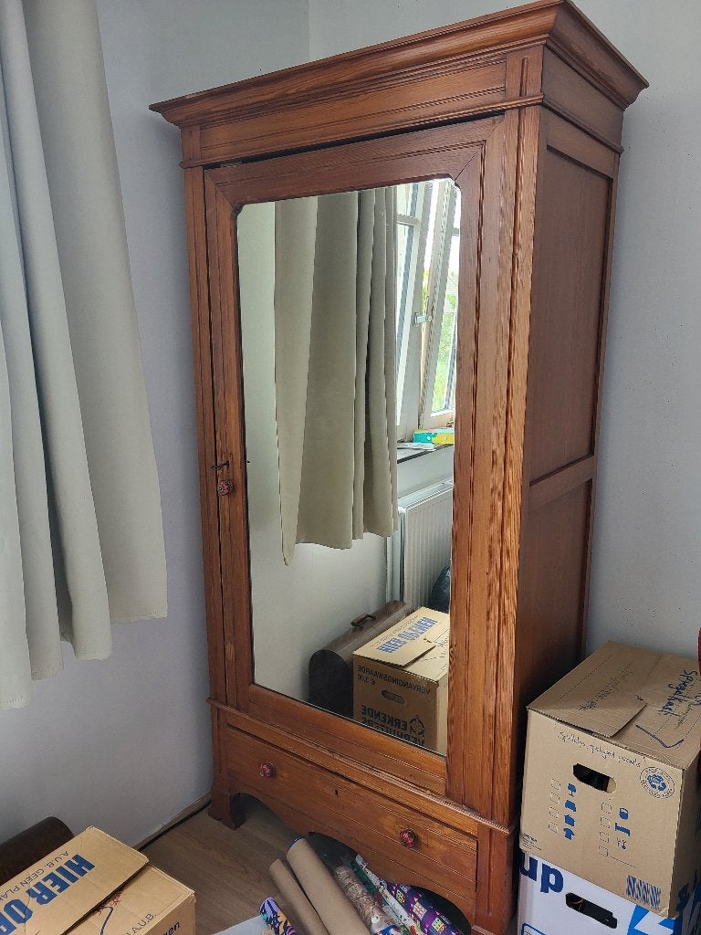 Antiek / vintage spiegelkast - meer dan 100 jaar oud, Ophalen, Gebruikt