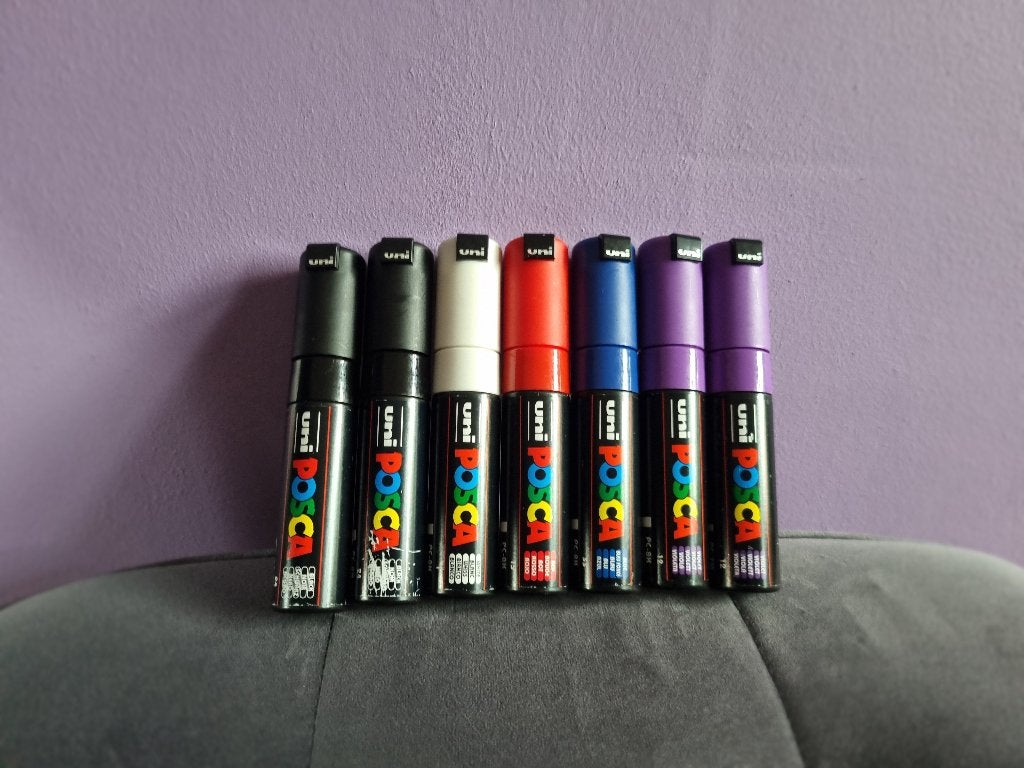 Posca verfstiften pc-8k/pc-7m (7 stuks), Ophalen of Verzenden, Nieuw, Acrylverf