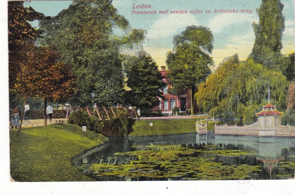 Leiden-Artistieke Brug 1915, Verzenden, Voor 1920, Gelopen, Zuid-Holland