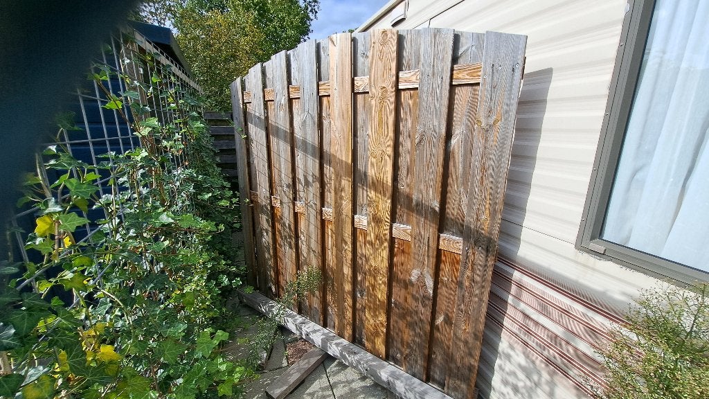 Schuttingdeel van hout, Tuin en Terras, Ophalen, Gebruikt, 150 tot 200 cm, 150 tot 200 cm