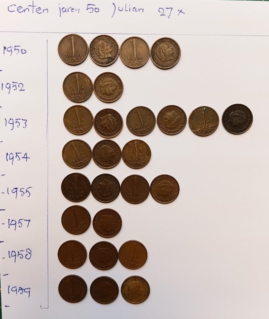 centen Juliana, Postzegels en Munten, Munten | Nederland, Ophalen of Verzenden, Koningin Juliana, 1 cent, Losse munt