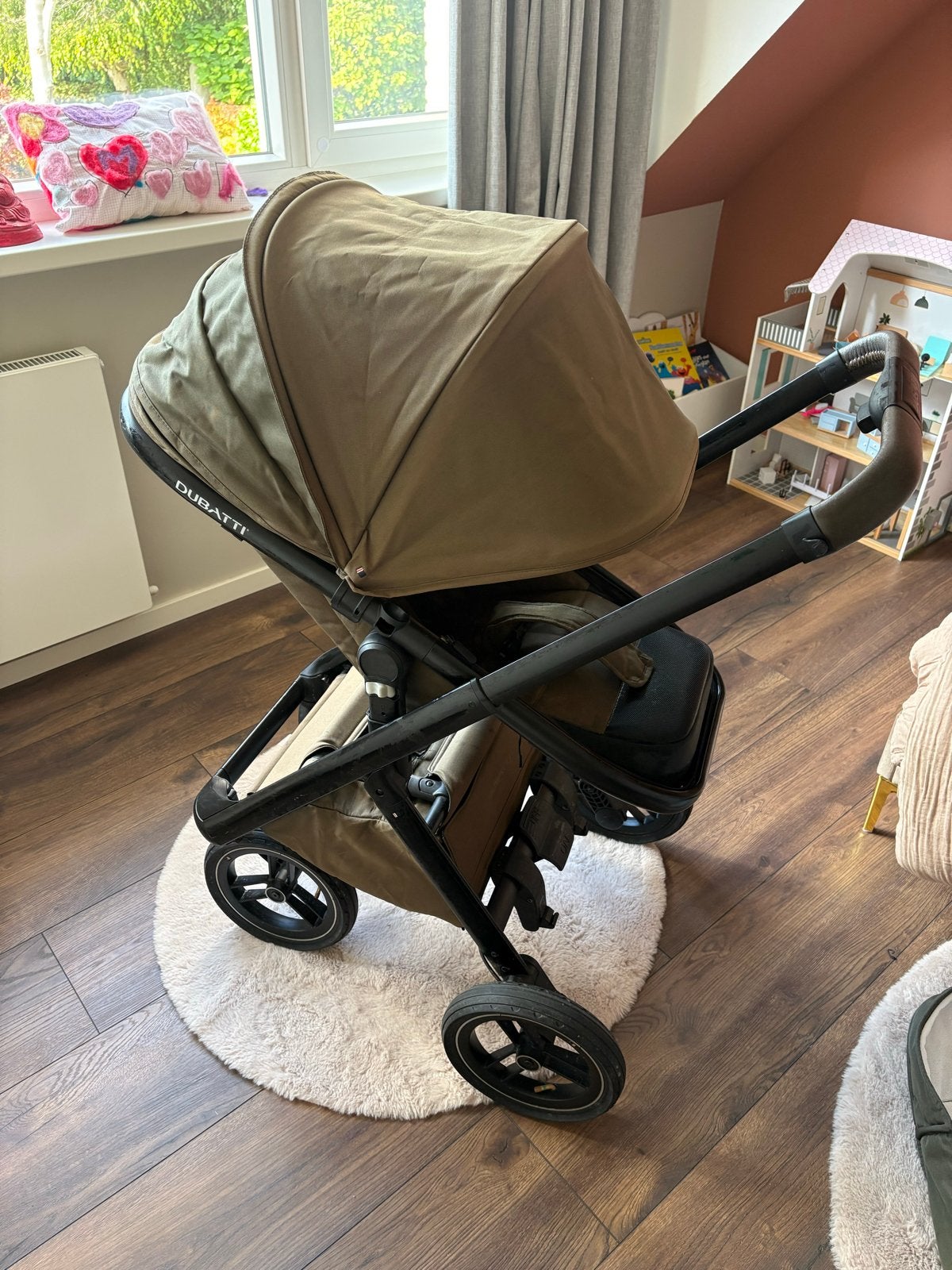 Dubatti One kinderwagen met reiswieg en regenhoes, Gebruikt, Luchtbanden, Combiwagen, Ophalen