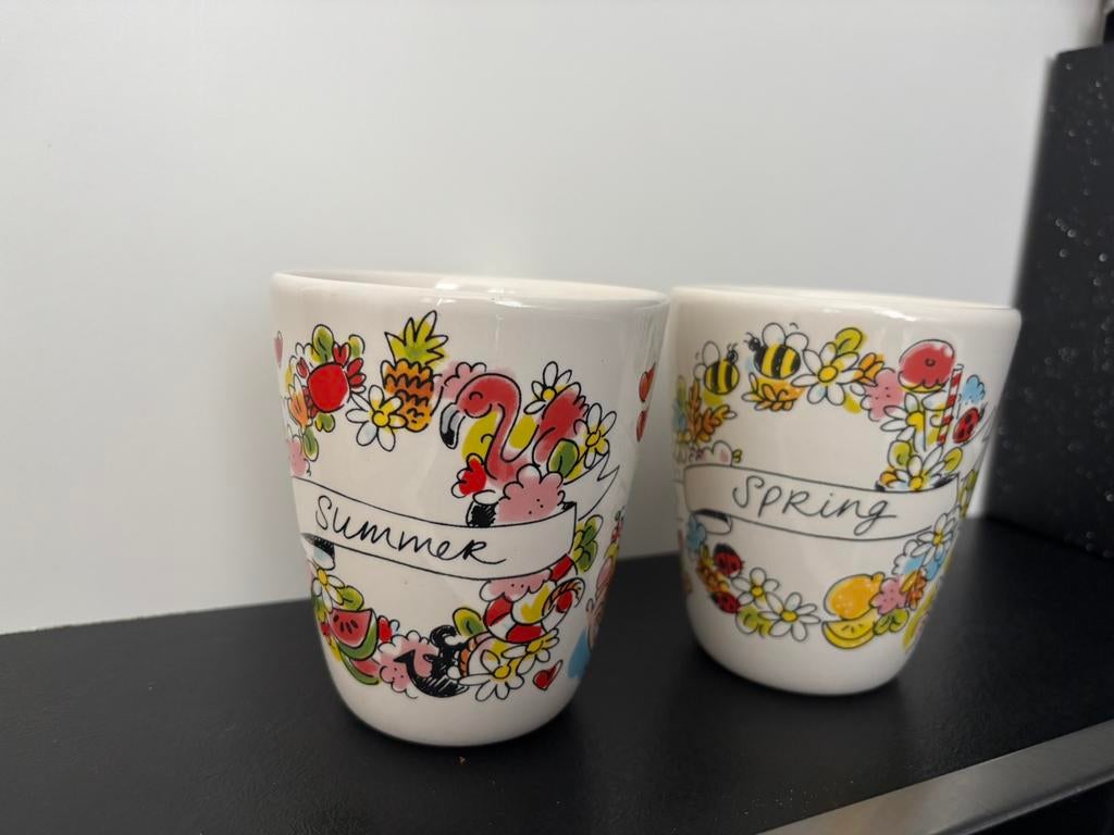 Set mokken summer en spring van Blond Amsterdam, Blond Amsterdam, Ophalen of Verzenden, Zo goed als nieuw, Kop(pen) en/of Schotel(s)