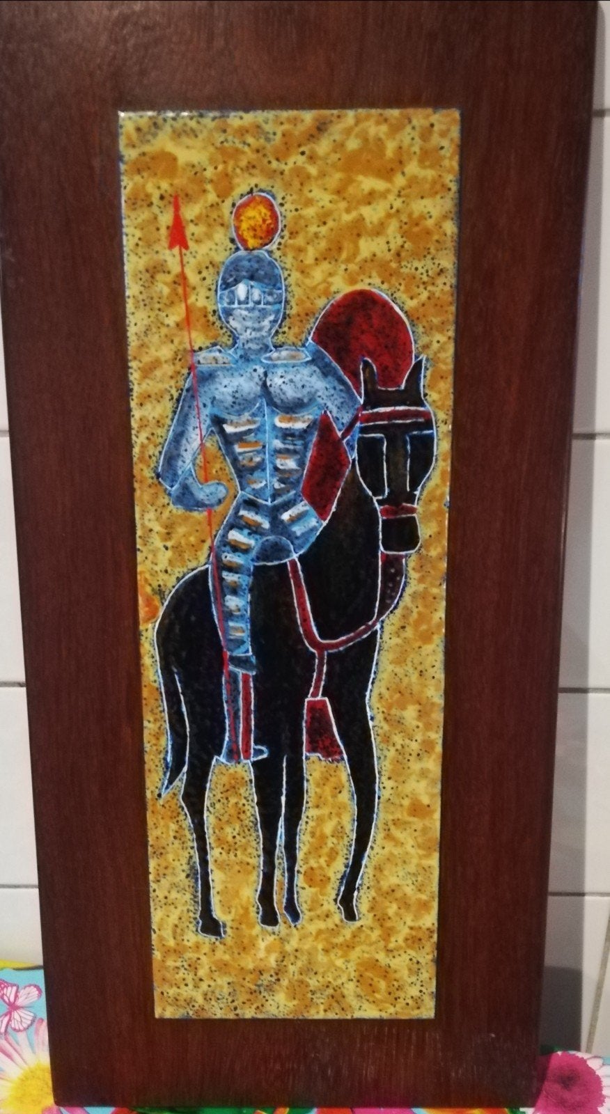 Emaille/cloisonné. Don Quichot. Ca '60. 27/57 cm., Ophalen