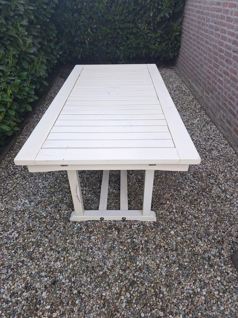 Witte houten tuintafel 180x90x70 cm (LBH), Ophalen, Gebruikt, Rechthoekig, Hout