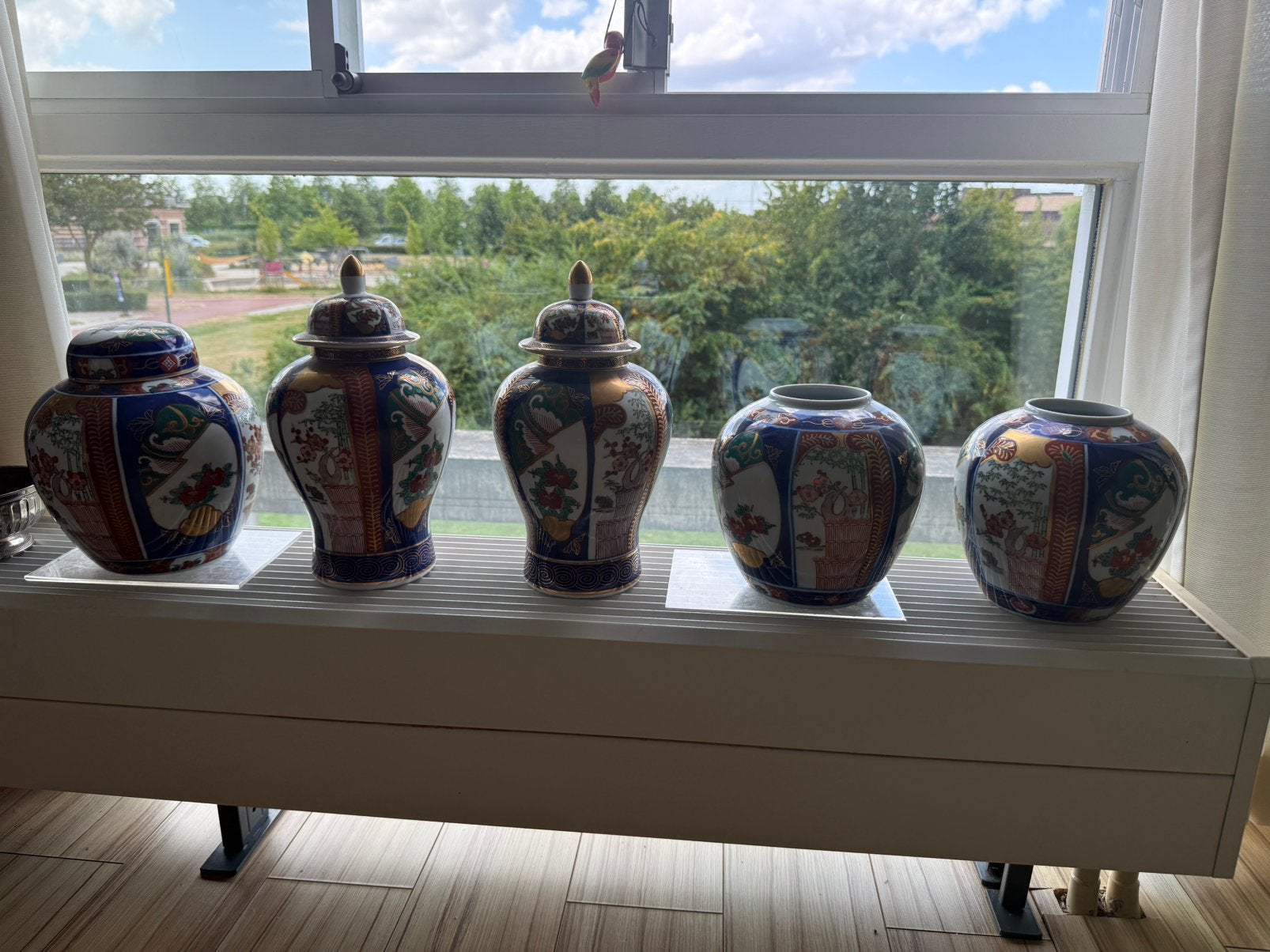 5-delige Gold & Real Imari' vazen dekselpott Handgeschilderd, Antiek en Kunst, Antiek | Vazen, Ophalen