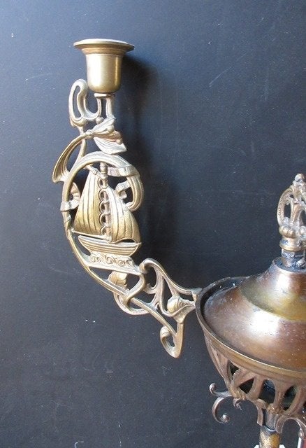 Kandelaar koper brons zeilboot diner zeilvereniging, Ophalen