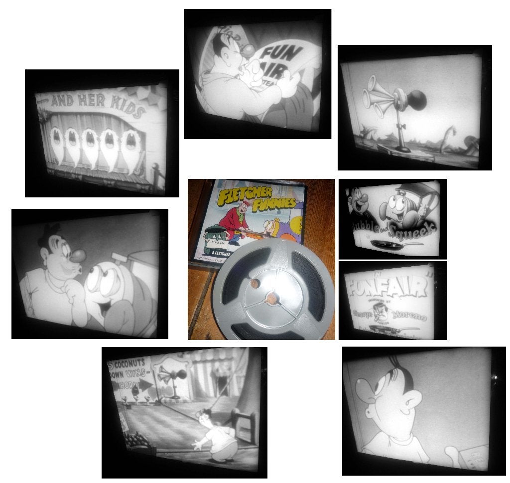 8mm film Bubble & Squeeks Funfair - 60mtr silent zw/w -, Ophalen of Verzenden, 8mm film