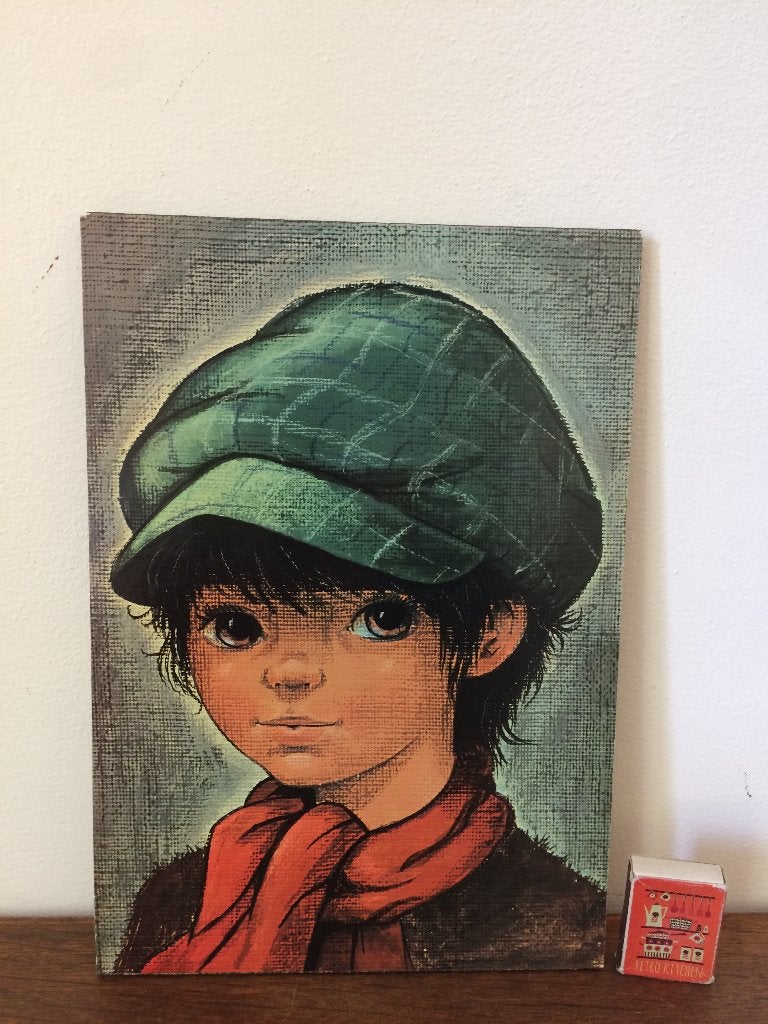 Jaren 60 Pietje Bell brutaal grote pet en ogen rode sjaal, Huis en Inrichting, Woonaccessoires | Schilderijen, Tekeningen en Foto's