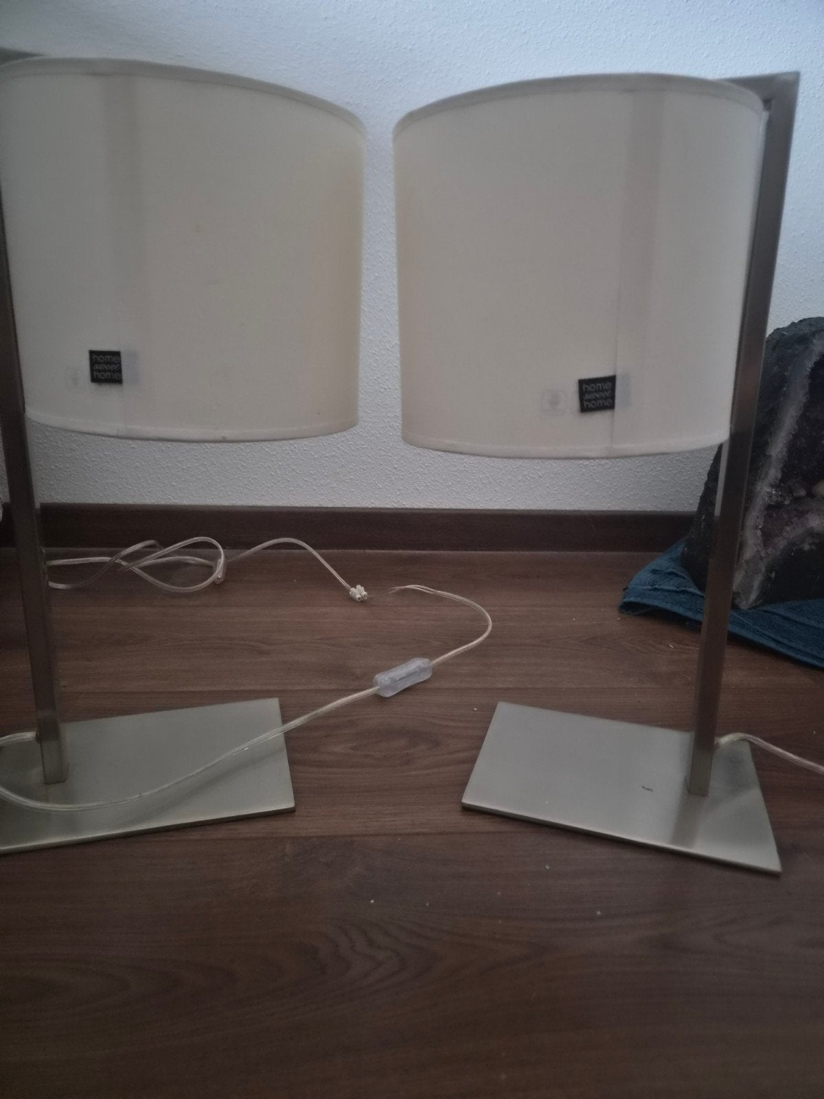 Set van 2 moderne tafellampen met stoffen kap, Ophalen, Gebruikt, Overige merken, 45 cm