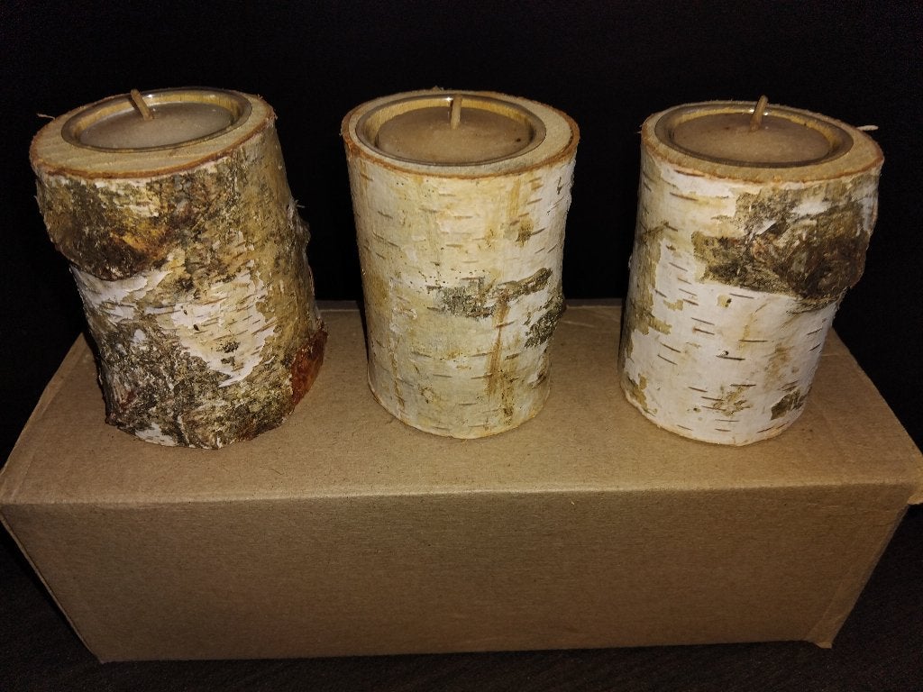 boomstammetjes met windlicht, Huis en Inrichting, Ophalen, Nieuw, Windlicht
