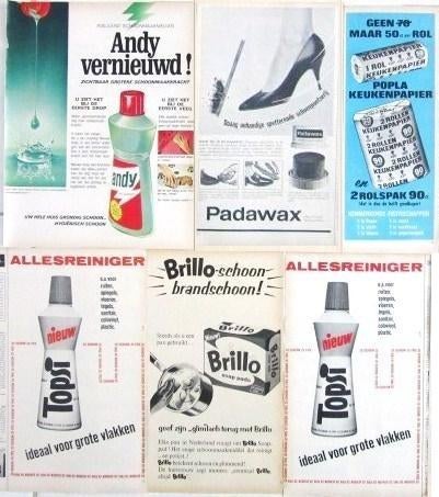 Advertenties reclames uit 1966 - Schoonmaakartikelen, Verzamelen, Ophalen of Verzenden, Gebruikt, Overige typen