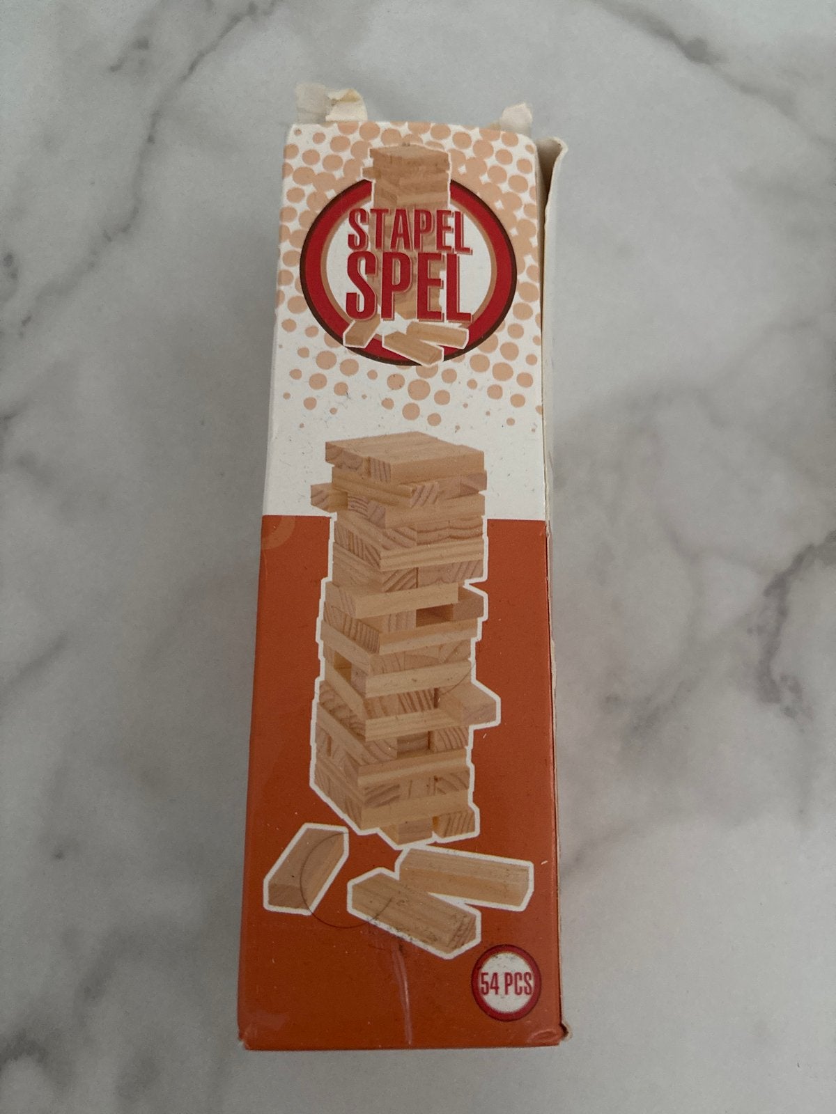 Stapelspel - Houten blokken torenspel (54 stuks), Een of twee spelers, Ophalen of Verzenden, Gebruikt