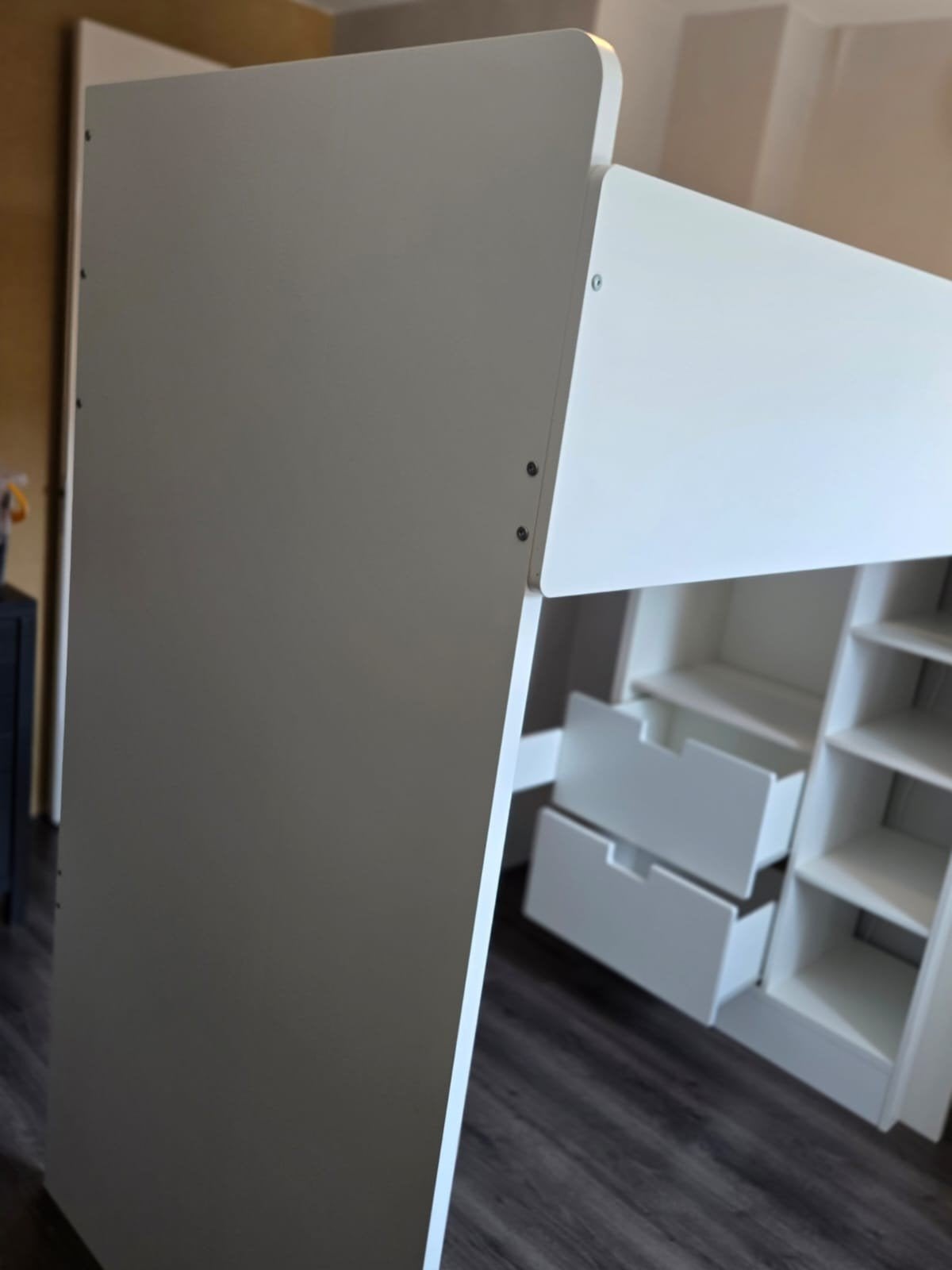 IKEA SMÅSTAD Hoogslaper met bureau en kledingkast, Ophalen, 85 tot 100 cm, Gebruikt, Lattenbodem