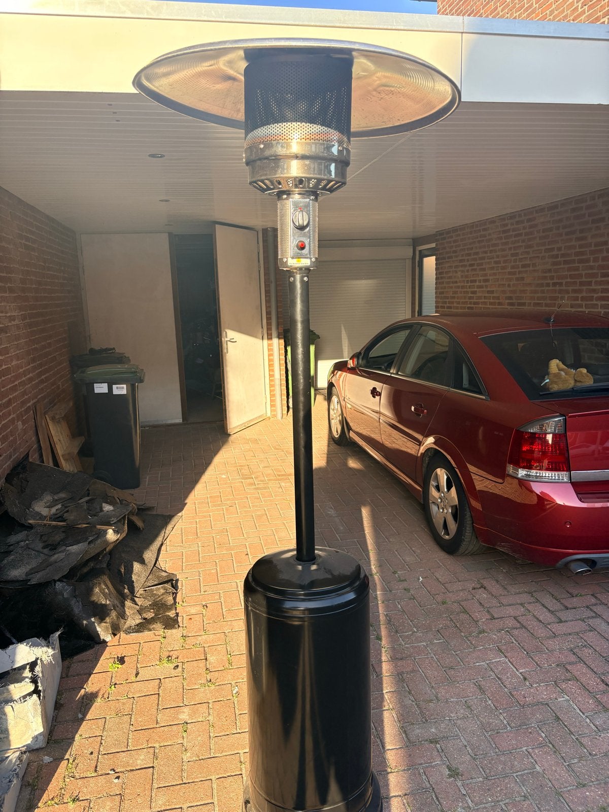 Terrasverwarmer op gas - inclusief (halfvolle) gasfles, Ophalen, Gebruikt, Gas, Vloer