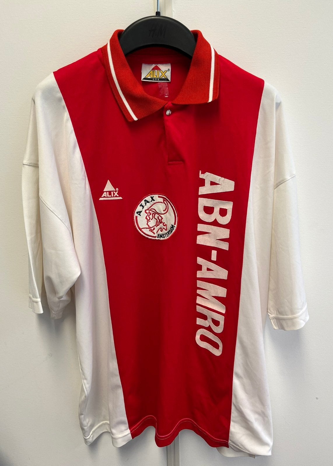 Vintage Ajax ABN-AMRO voetbalshirt - Rood/Wit, Sport en Fitness, Groter dan maat XL, Ophalen of Verzenden, Zo goed als nieuw, Shirt
