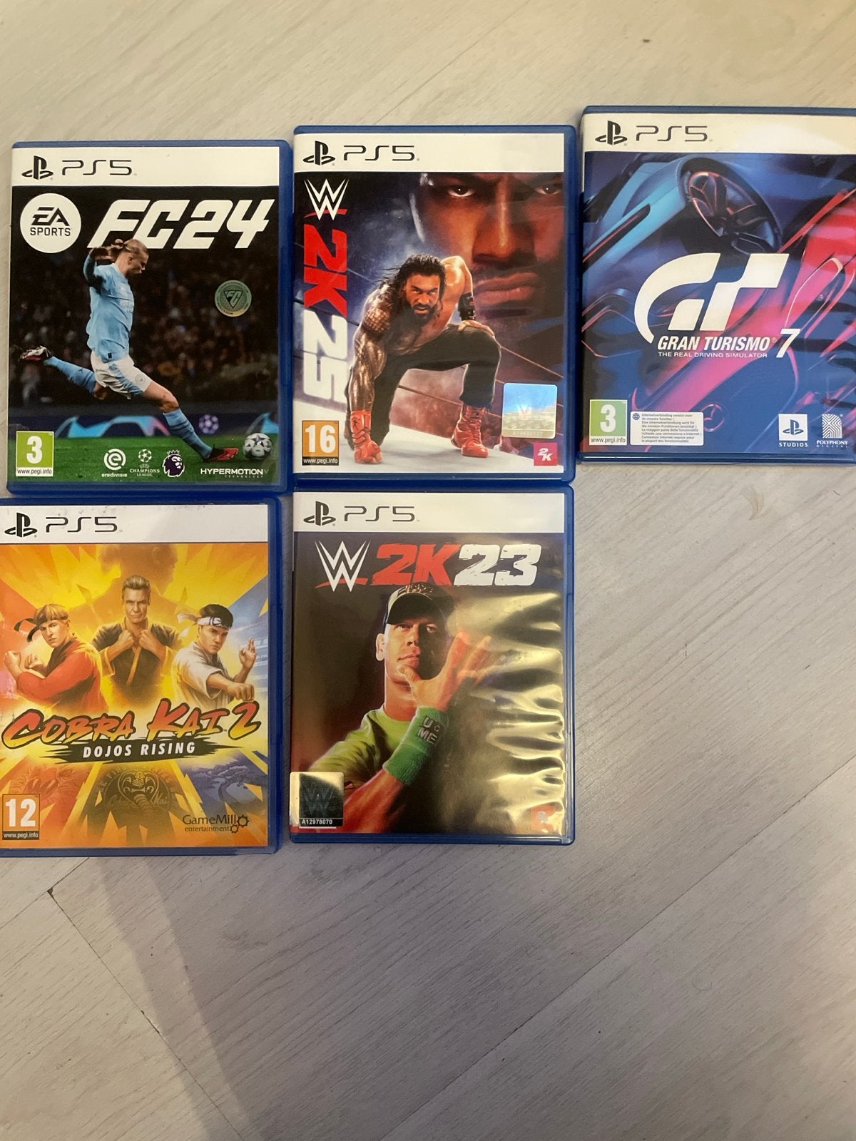 PS5 Spellen Bundel: FC24, Gran Turismo 7, WWE 2K25, 2K23, Co, Spelcomputers en Games, Overige genres, Eén computer, Ophalen of Verzenden