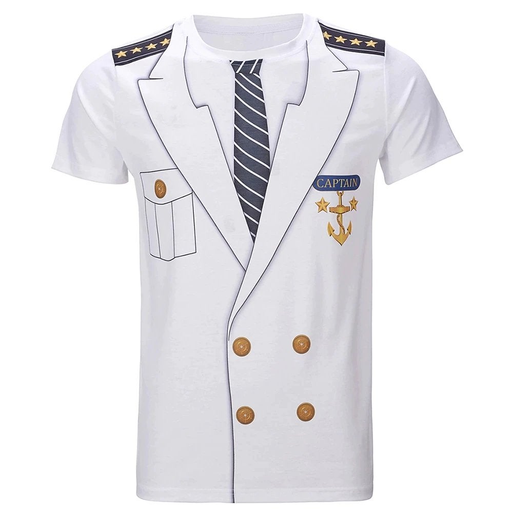 Heren kapiteins t-shirt kapitein boot schipper shirt, Verzenden, Nieuw, Overige maten, Overige kleuren