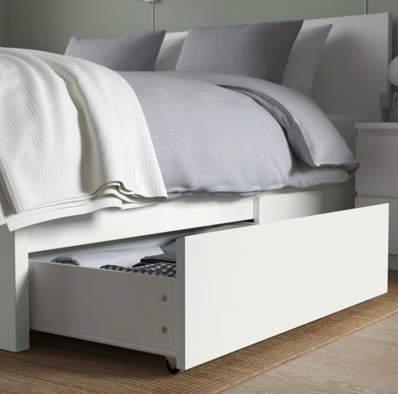 Eén witte MALM lade voor onder een MALM bed, Ophalen, Gebruikt