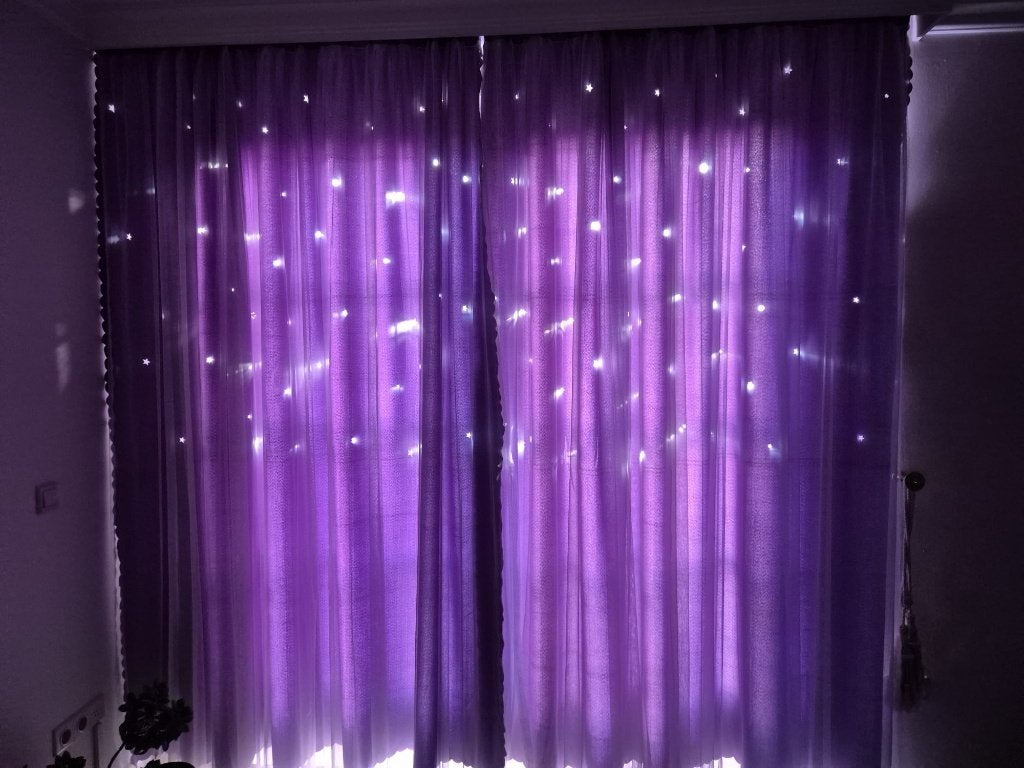 4x exclusieve lila gordijnen/ vitrage 200x250 cm SPOTPRIJS, 400 cm, Paars, Met haken, Nieuw